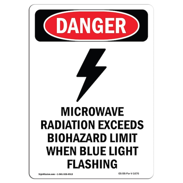 Signmission OSHA Danger Sign, Microwave Radiation, 24in X 18in Decal, 18" W, 24" H, Portrait OS-DS-D-1824-V-1676 - main